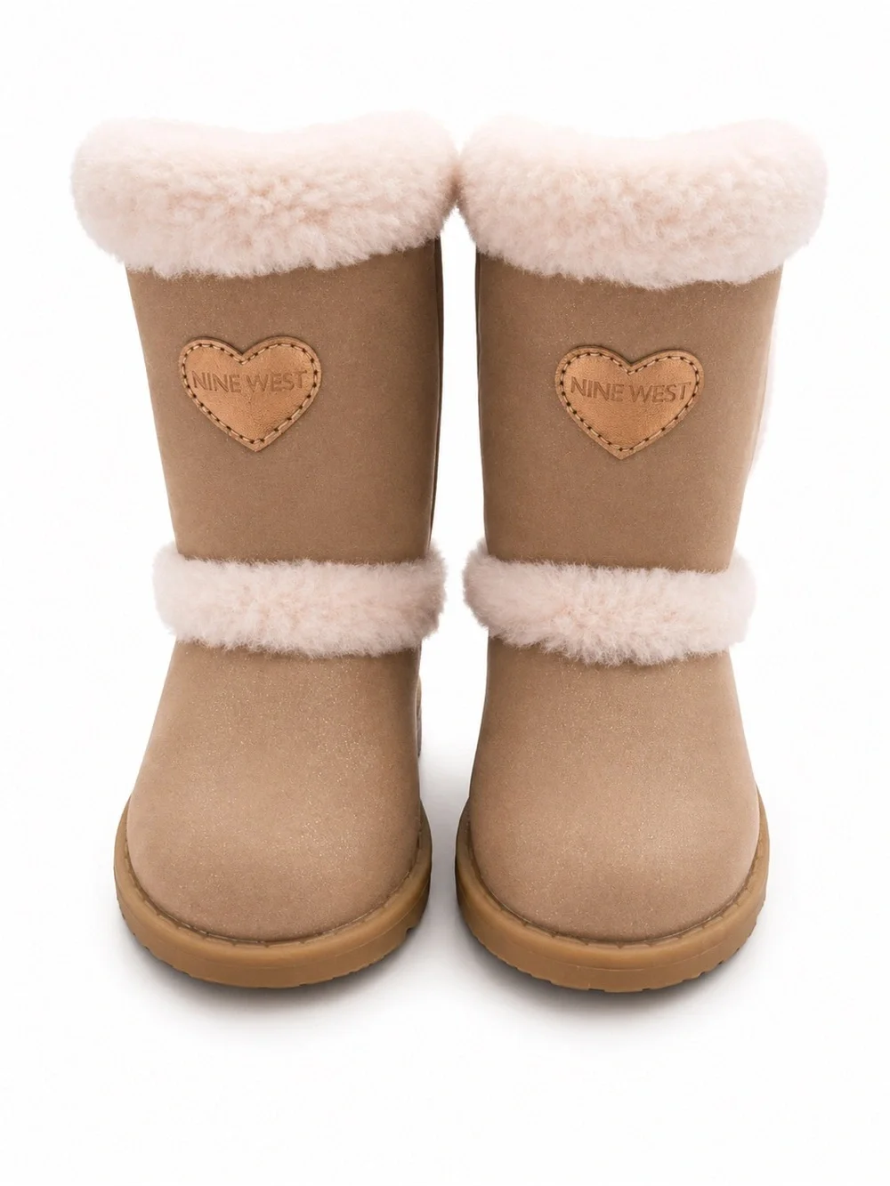 Nine West Kids Tan Boots with Cream Shearling Trim